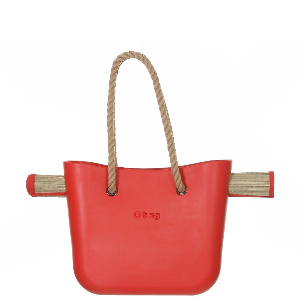 O Bag Red Tote with Rope Handles